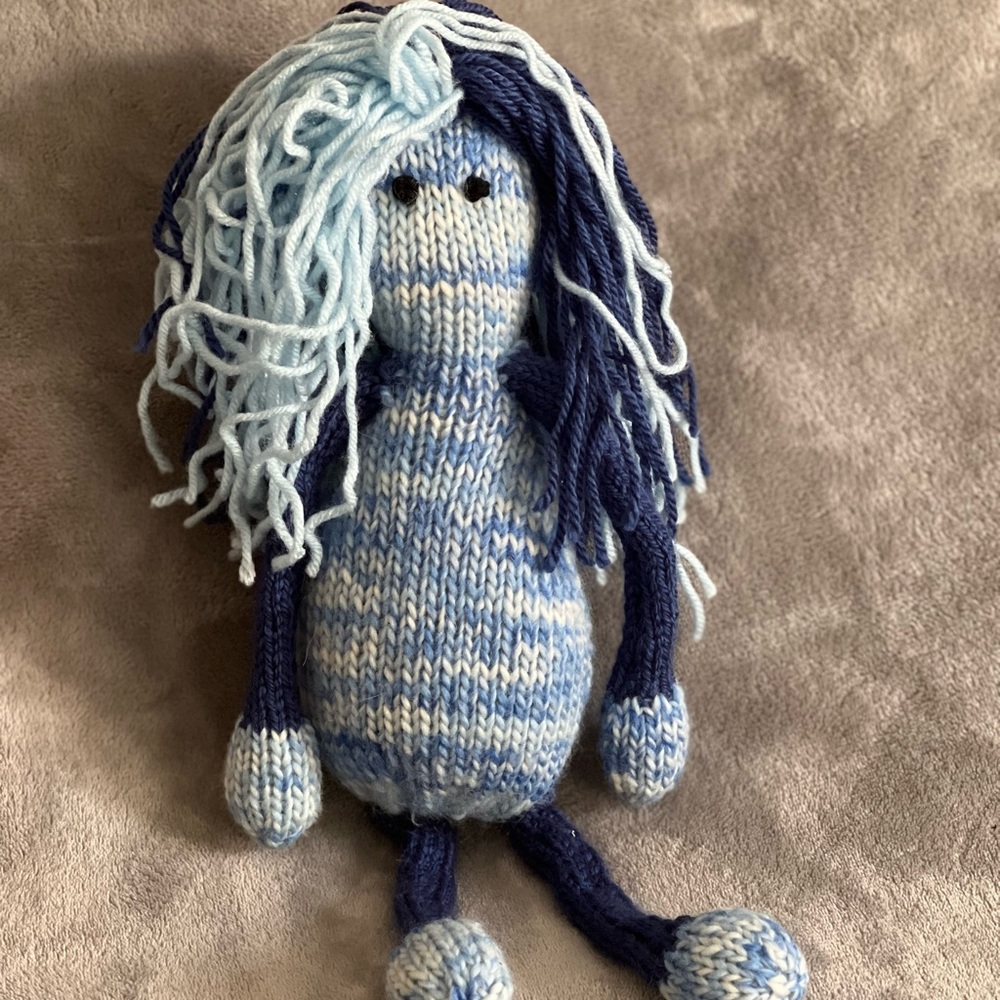 Hand knitted plushi stuffed animal monster